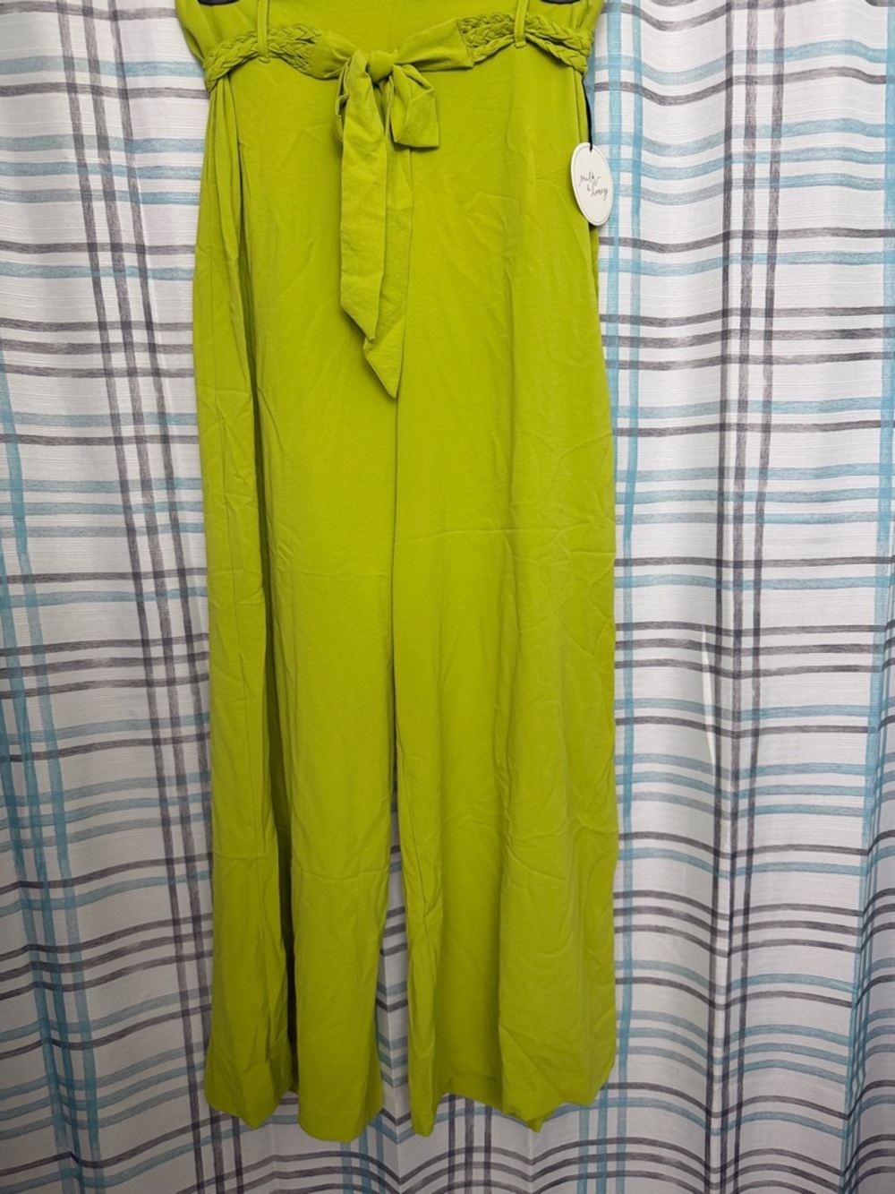 Women’s Lime Wide-Leg Pant with Tie Waist